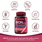 Doctor's Recipes Iron Supplement for Women & Men, Iron 65 mg with Vitamin C, D3, B6, B12, Folate, Beet Root, Pumpkin Seeds, for Energy & Red Blood Cell Support, 90 Tablets