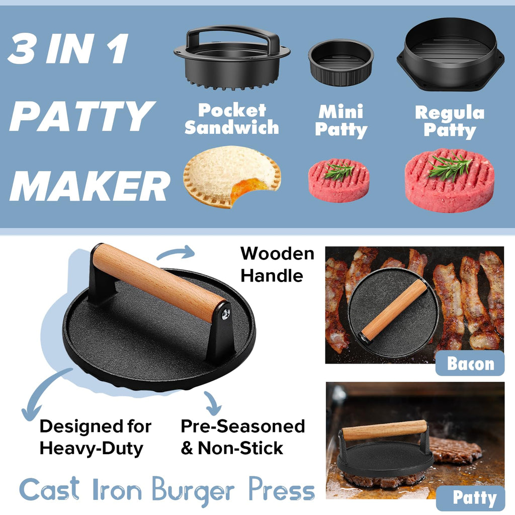 31PCS Griddle Accessories Kit for Blackstone, Flat Top Hibachi Grill Spatula Set with 2 Melting Domes, Burger Press, Patty Maker and Apron, Professional Teppanyaki Tools Gifts for Outdoor BBQ