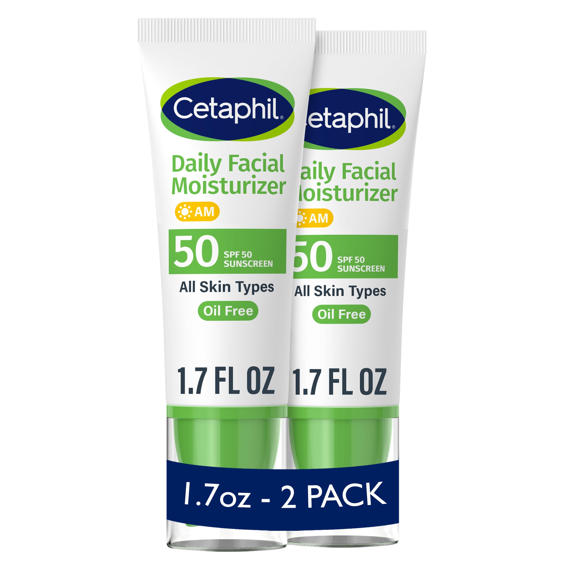 Buy now Cetaphil Daily Facial Moisturizer SPF 50, 1.7 Fl Oz (Pack of 2), Gentle Facial Moisturizer For Dry to Normal Skin Types, No Added Fragrance, Dermatologist Recommended (Packaging May Vary) at indiglob india