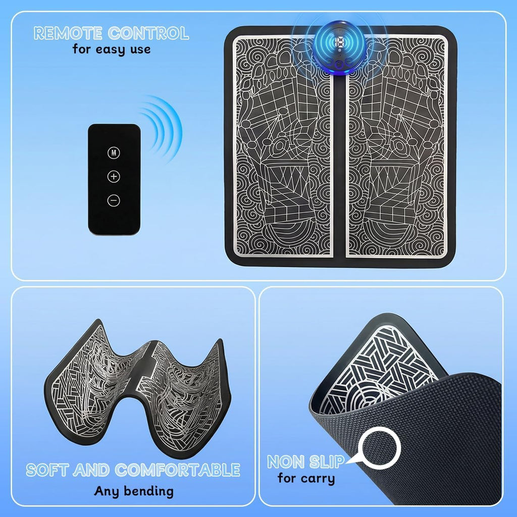 Foot Massager with Remote Control, Foot Stimulating Massage Mat Improves and Promotes Muscle Stimulator, 8 Modes 19 Levels, Foot Mat System for Pain Relief (KTR-4034)
