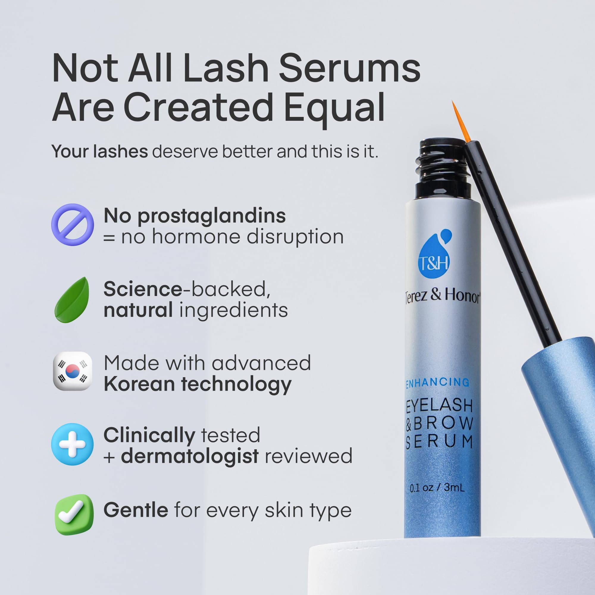 Advanced Eyelash Serum for Thicker, Longer Eyelashes and Eyebrows - Grow Luscious Lashes with Brow Enhancer (3mL)
