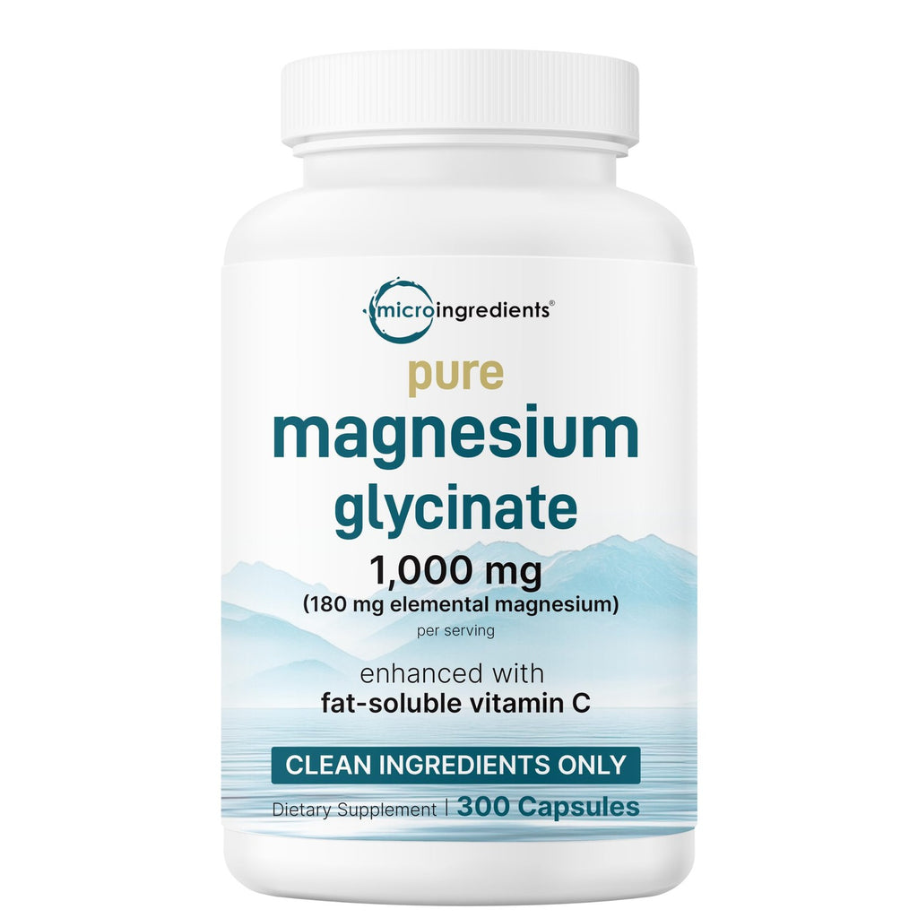 Pure Magnesium Glycinate 1,000mg, 300 Capsules | 100% Chelated for Max Absorption | Enhanced with Vitamin C | Only Uses Active Ingredients