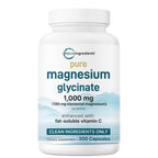 Pure Magnesium Glycinate 1,000mg, 300 Capsules | 100% Chelated for Max Absorption | Enhanced with Vitamin C | Only Uses Active Ingredients