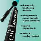 e.l.f. Lash XTNDR Mascara, Pitch Black | Made With Tubing Technology For The Look Of Lash Extensions, Clump & Flake Free, Vegan & Cruelty-Free