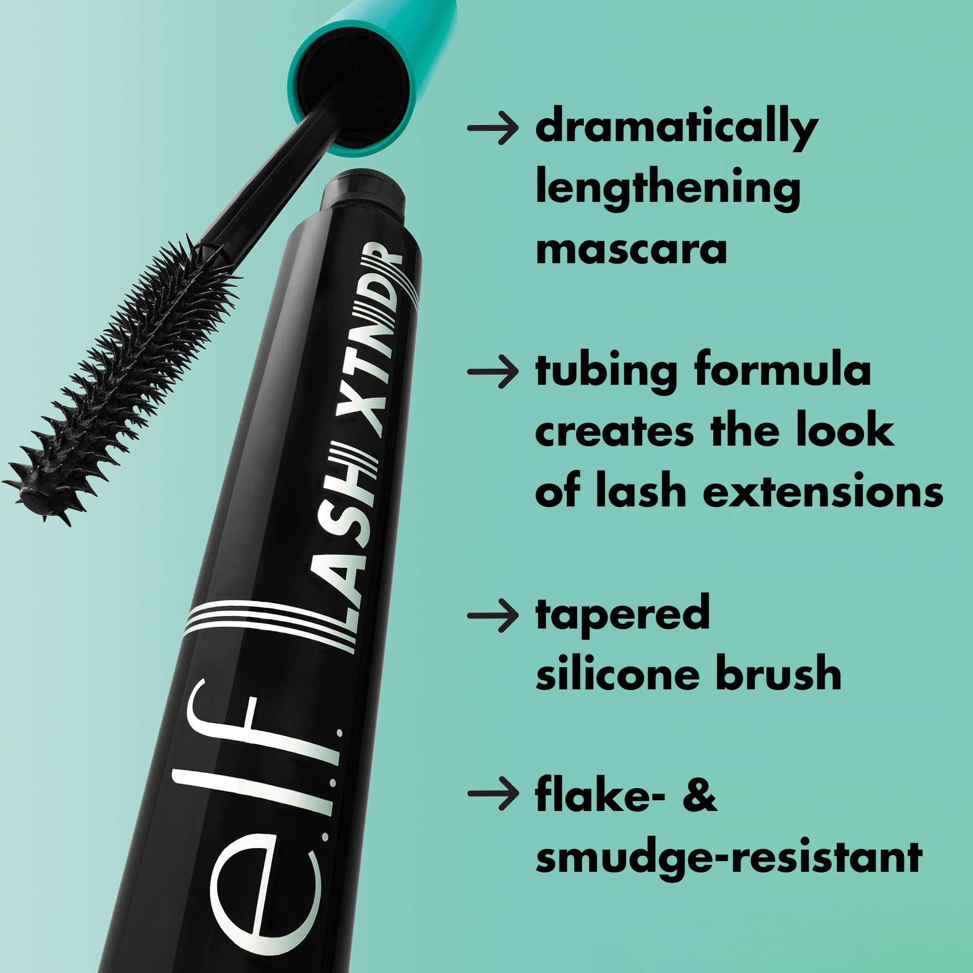 e.l.f. Lash XTNDR Mascara, Pitch Black | Made With Tubing Technology For The Look Of Lash Extensions, Clump & Flake Free, Vegan & Cruelty-Free
