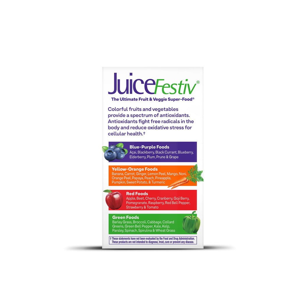 Natrol JuiceFestiv Vitamins and Supplements, 60 Capsules (2-Count) | For Nutrition & Well-being, Antioxidants for Cellular Health, Daily Fruit & Veggie Capsules, 120 Capsules, 30 Day Supply