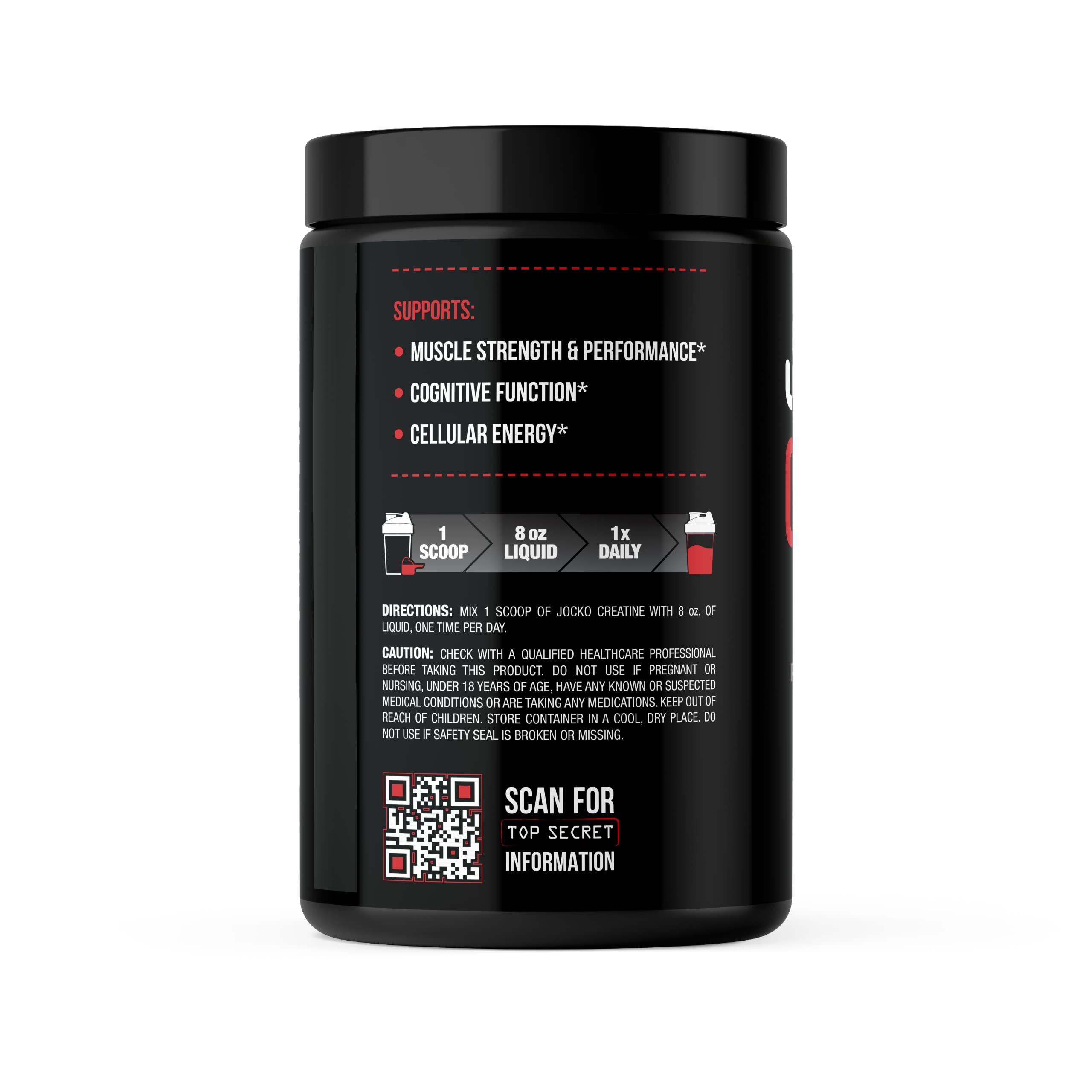Jocko Fuel Creatine Monohydrate, Pure Micronized Powder for Men & Women, Supports Muscle Growth, Strength, Recovery & Cognition, Unflavored, 450 Grams, 90 Servings