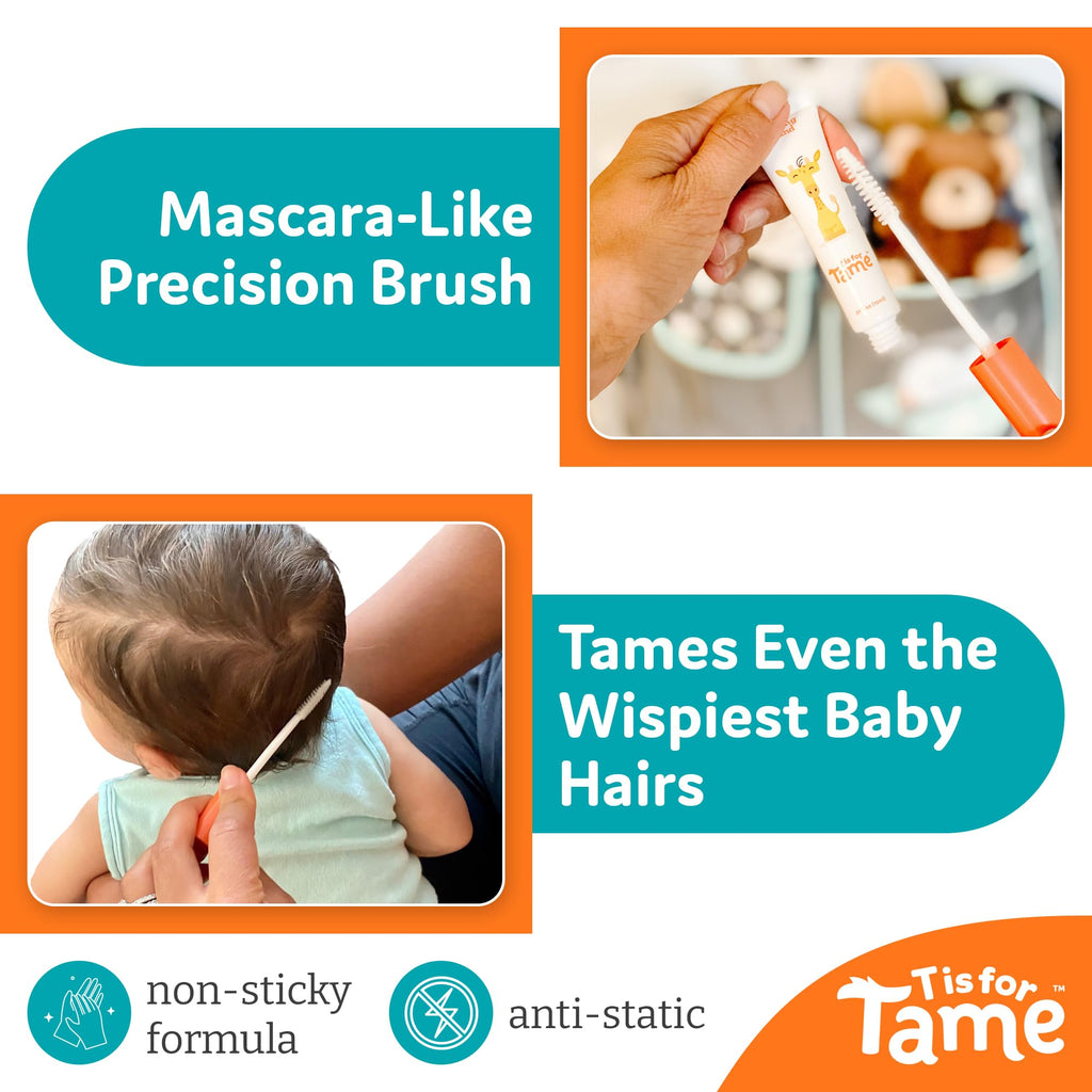 T is for Tame Kids' Hair Taming Cream & On-the-Go Flyaway Wand Bundle | Taming cream (3.38 fl oz) + taming wand (0.51 fl oz) w/ coconut & jojoba oil for bedhead & flyaways, made in the USA