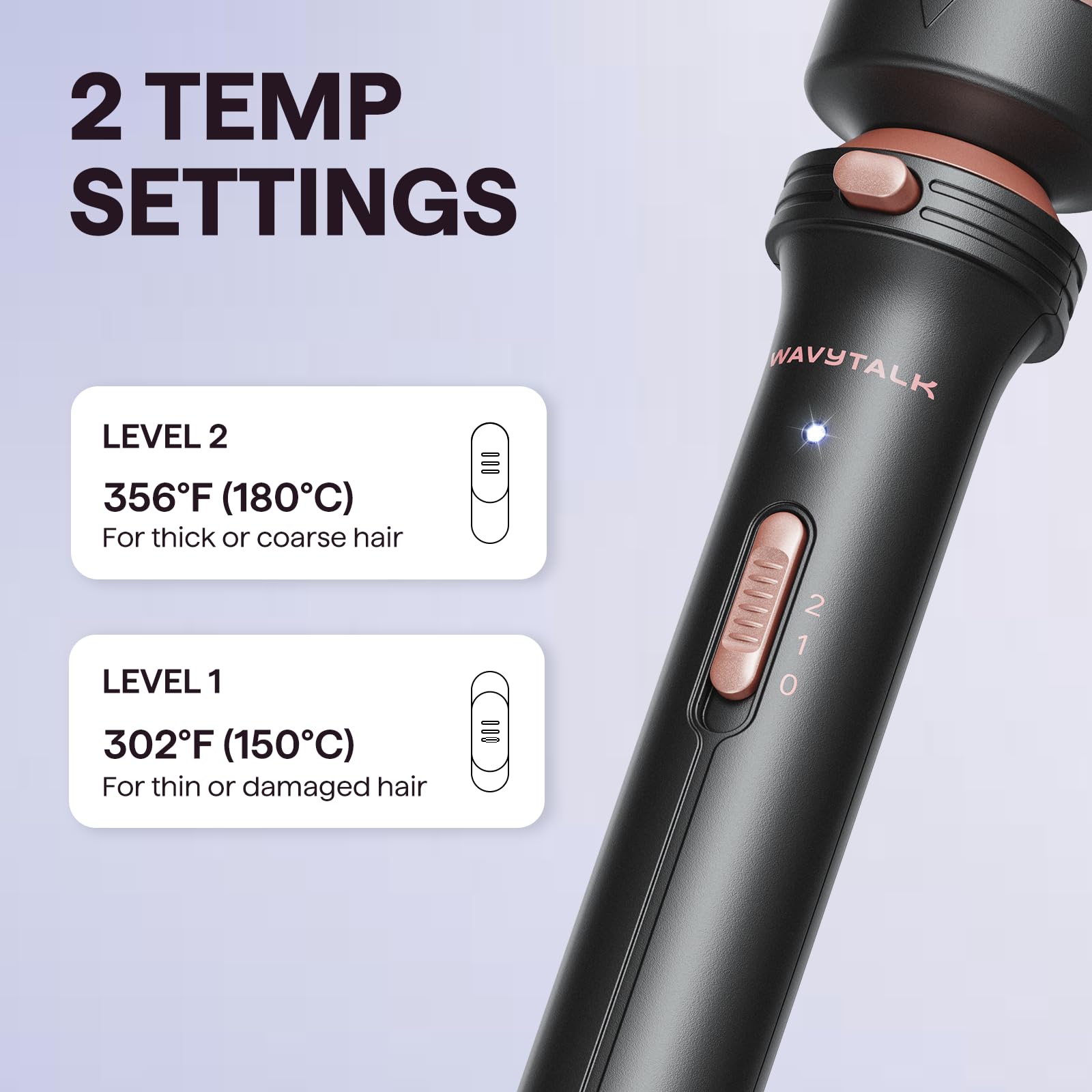 Wavytalk Thermal Brush 1.5" Detachable Heated Round Brush for Blowout Look | Detachable Brush Head Includes Travel Pouch, Create Voluminous Blowout Look, Tourmaline Ceramic, 2 Temp Settings Dual Voltage