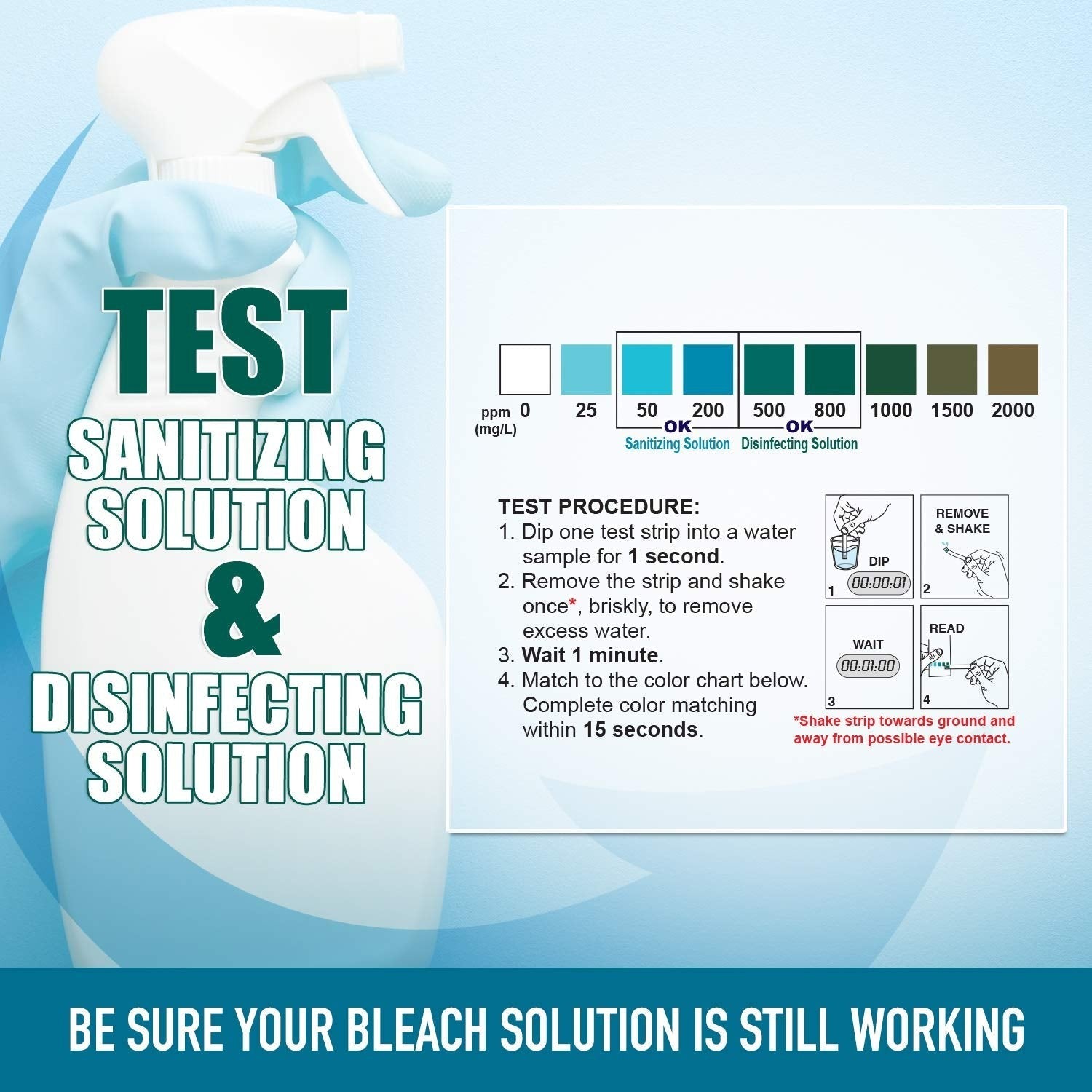 Buy now Industrial Test Systems WaterWorks 480124 Free Chlorine Test Strip, Ultra High II Range, 61 Seconds Test Time, 0-2000ppm Range (Bottle of 50) at indiglob india