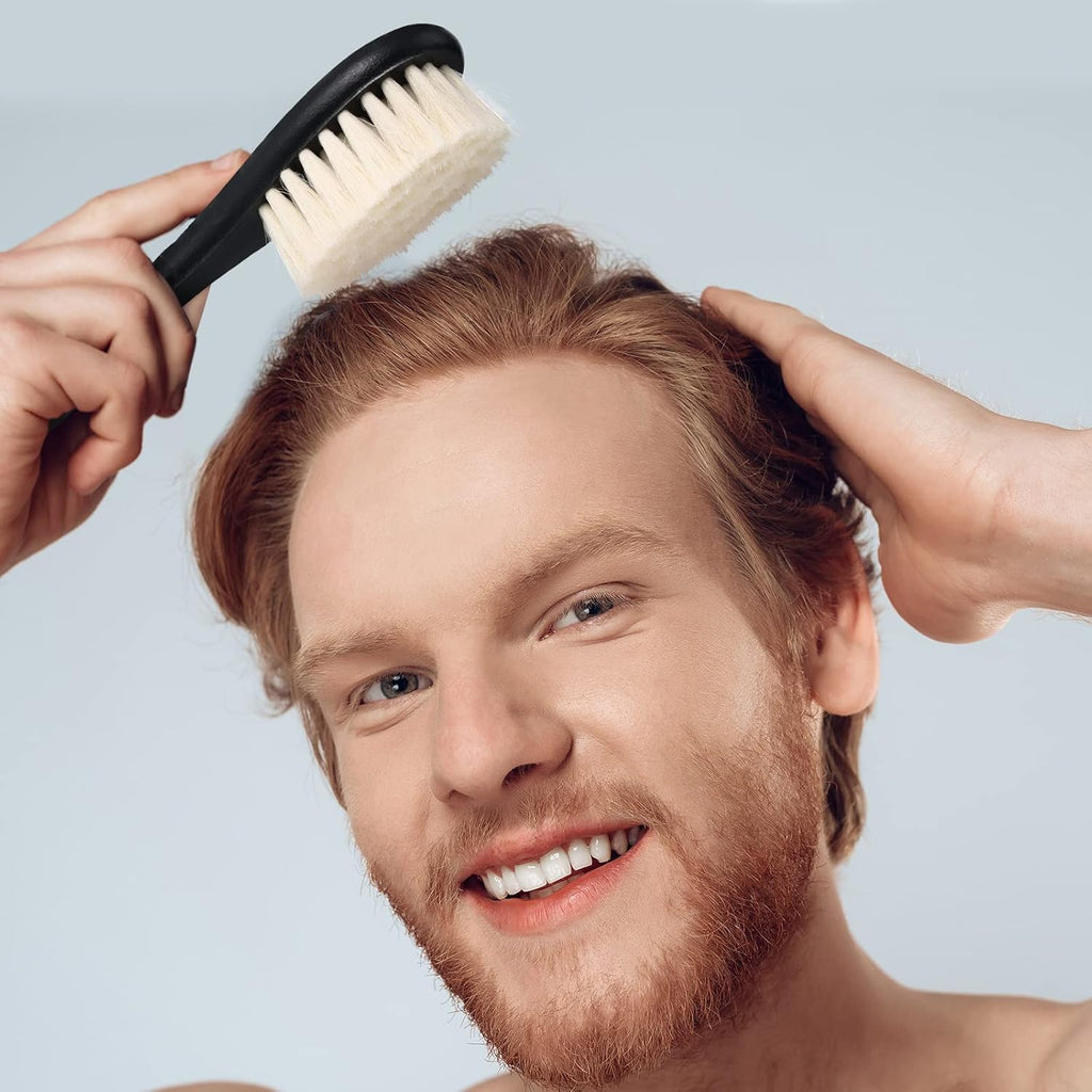Buy now Shappy 2 Pieces Barber Fade Brush Men Beard Brush Neck Duster Cleaning Grooming Tool Soft Beard with Wooden Handle for Barber Hair Cutting Kits(Black, Red) at indiglob india