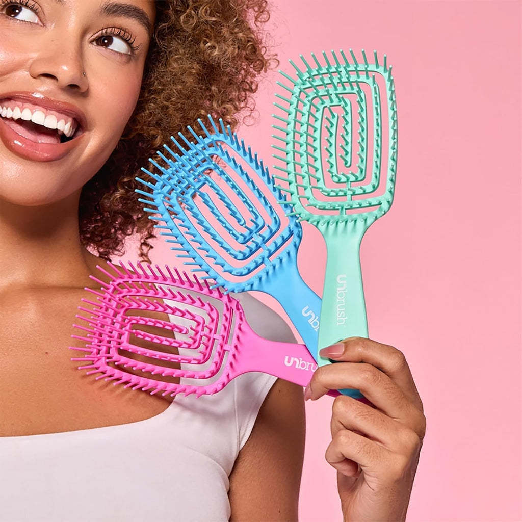 FHI Heat UNbrush Flex Detangling Brush - Ultra Flexible Hairbrush | DuoFlex Anti-Static Bristles for Removing Tangles, Massaging Scalp & Faster Styling - Pain-Free Hair Brush Detangler