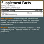 Bronson Potassium Citrate 99 mg, 200 Vegetarian Tablets