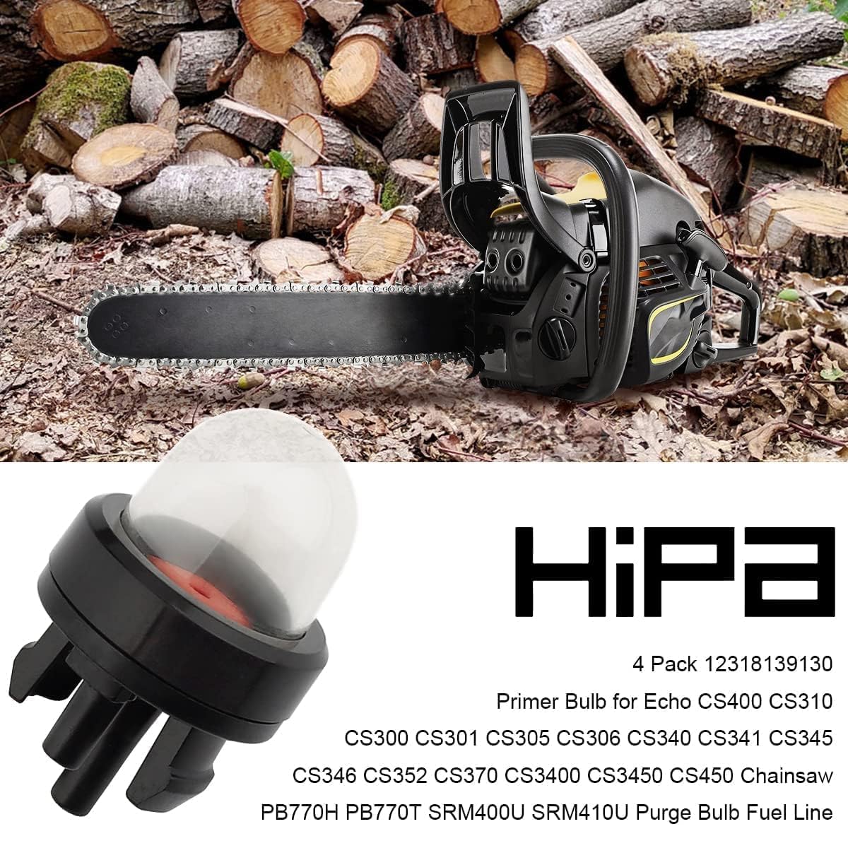 Hipa 4 Pack 12318139130 Primer Bulb w Fuel Line for Chainsaw Small Engines