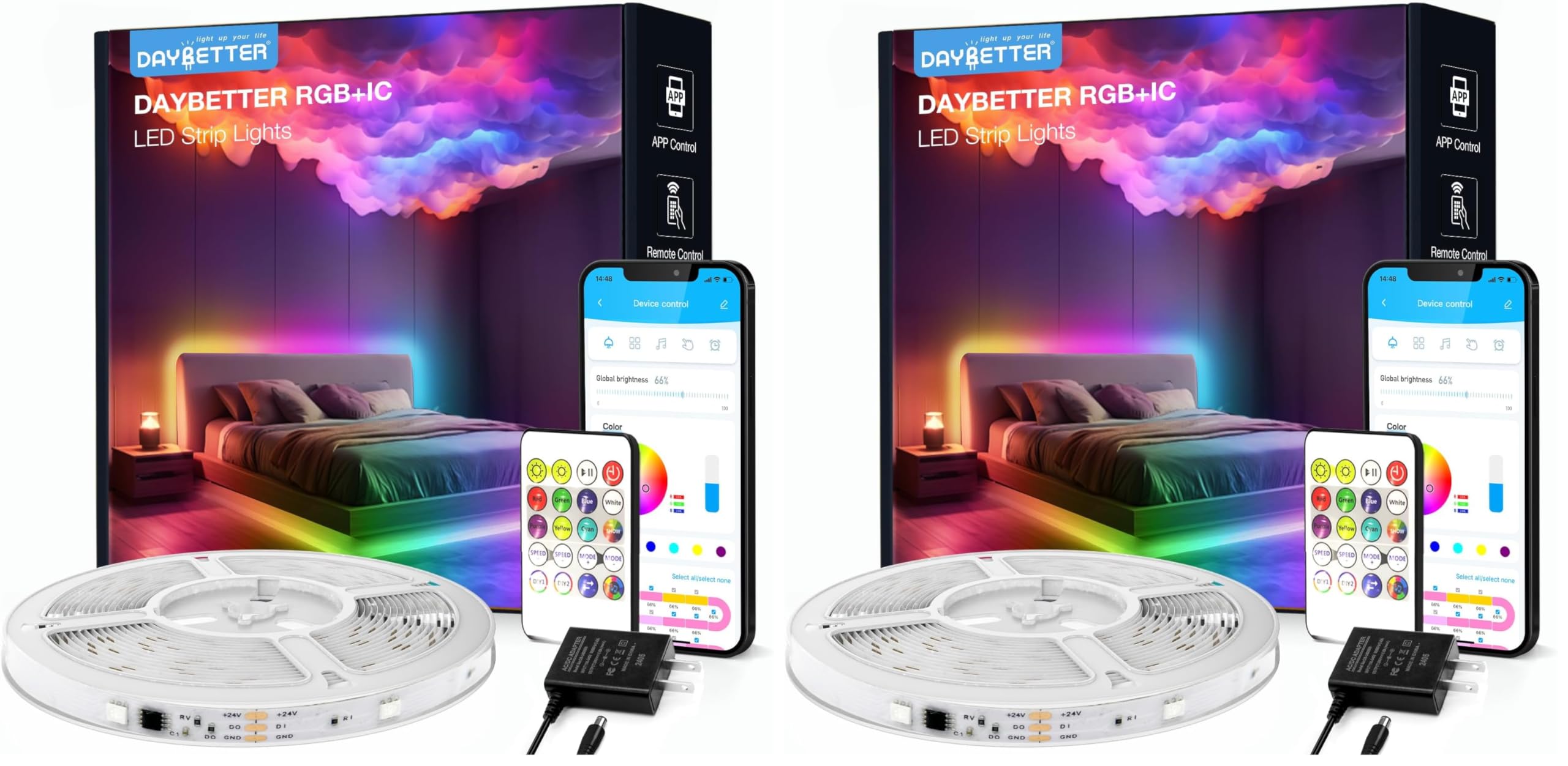 Buy now DAYBETTER Led Strip Lights 100 ft Smart with App Remote Control, 5050 RGB for Bedroom, Living Room, Home Decoration, Music Sync Color Changing for Room Party(2 Rolls of 50 ft) BGRIC 16.4FT (Pack of 2) at indiglob india