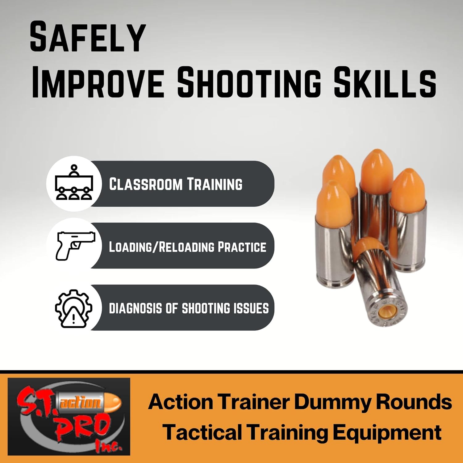 Buy now ST Action Pro 9mm Snap Caps – 10 Pack Inert Dummy Rounds for Dry Fire, Reloading & Malfunction Drills – Orange Insert, Safe & Reusable – Veteran-Owned, Manufactured in USA at indiglob india