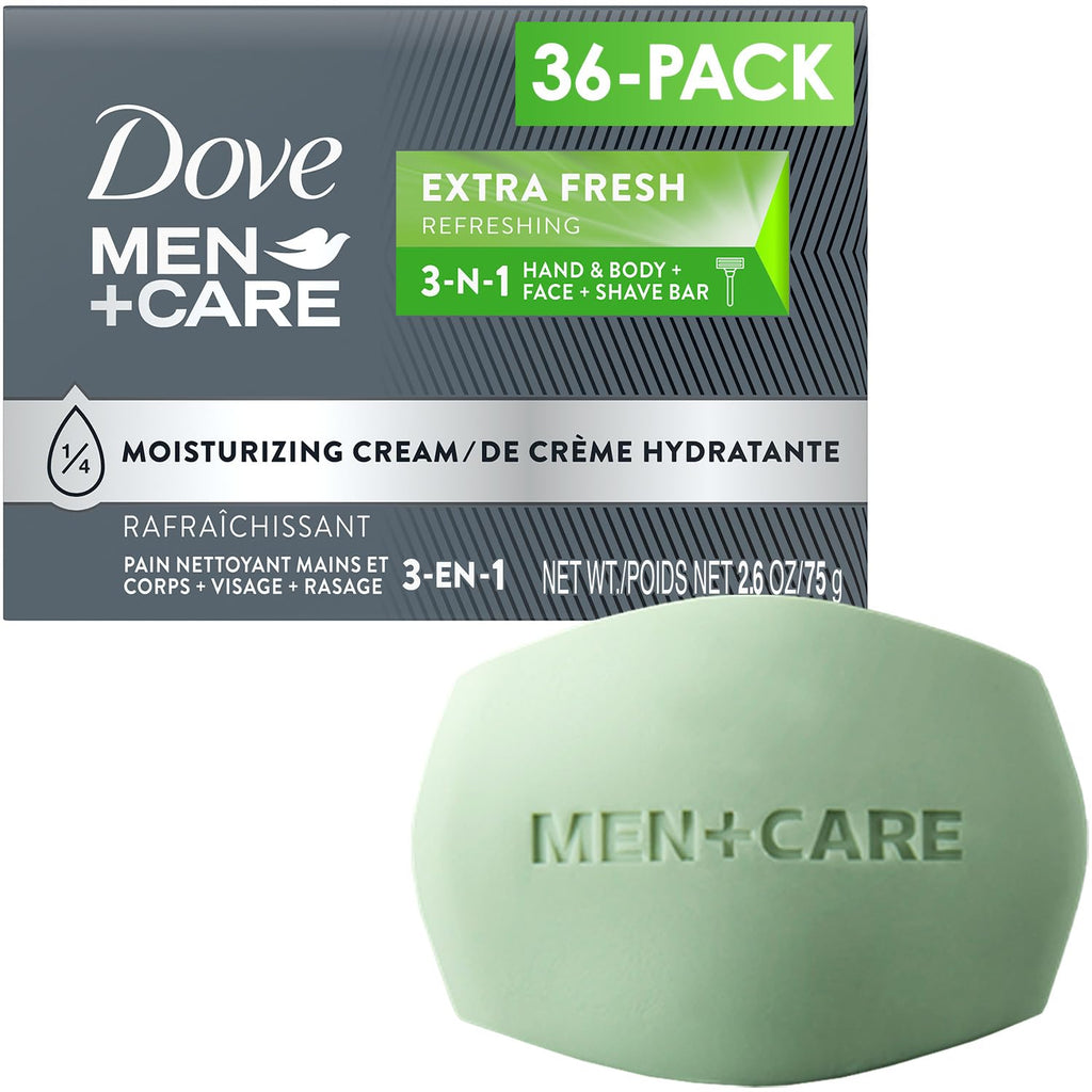 Buy now Dove Men+Care Bar 3 in 1 Cleanser for Body, Face, and Shaving Extra Fresh 14 Bars to Clean and Hydrate Skin Body and Facial Cleanser Mandarin Citrus, Patchouli, and Rosemary scent 3.75 oz at indiglob india