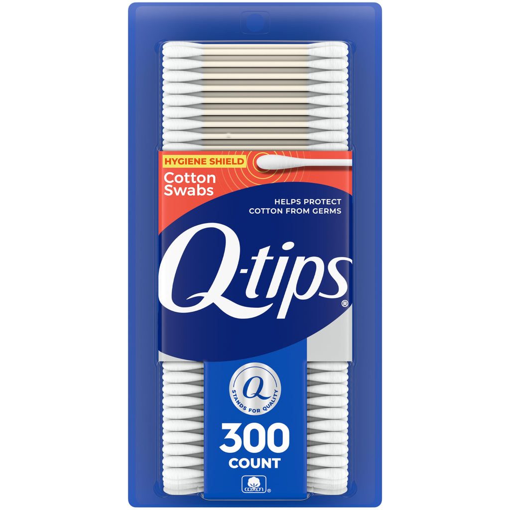 Q-tips Antimicrobial Cotton Swabs Cotton Buds for Cleaning Antimicrobial Treated to Help Keep Swabs Fresher 300 Count