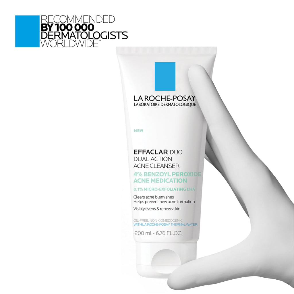 La Roche-Posay Effaclar Dual 4% Benzoyl Peroxide Acne Face Wash 6.76oz | Acne treatment with LHA exfoliant helps clear and prevent blemishes. Paraben free, oil free acne wash.