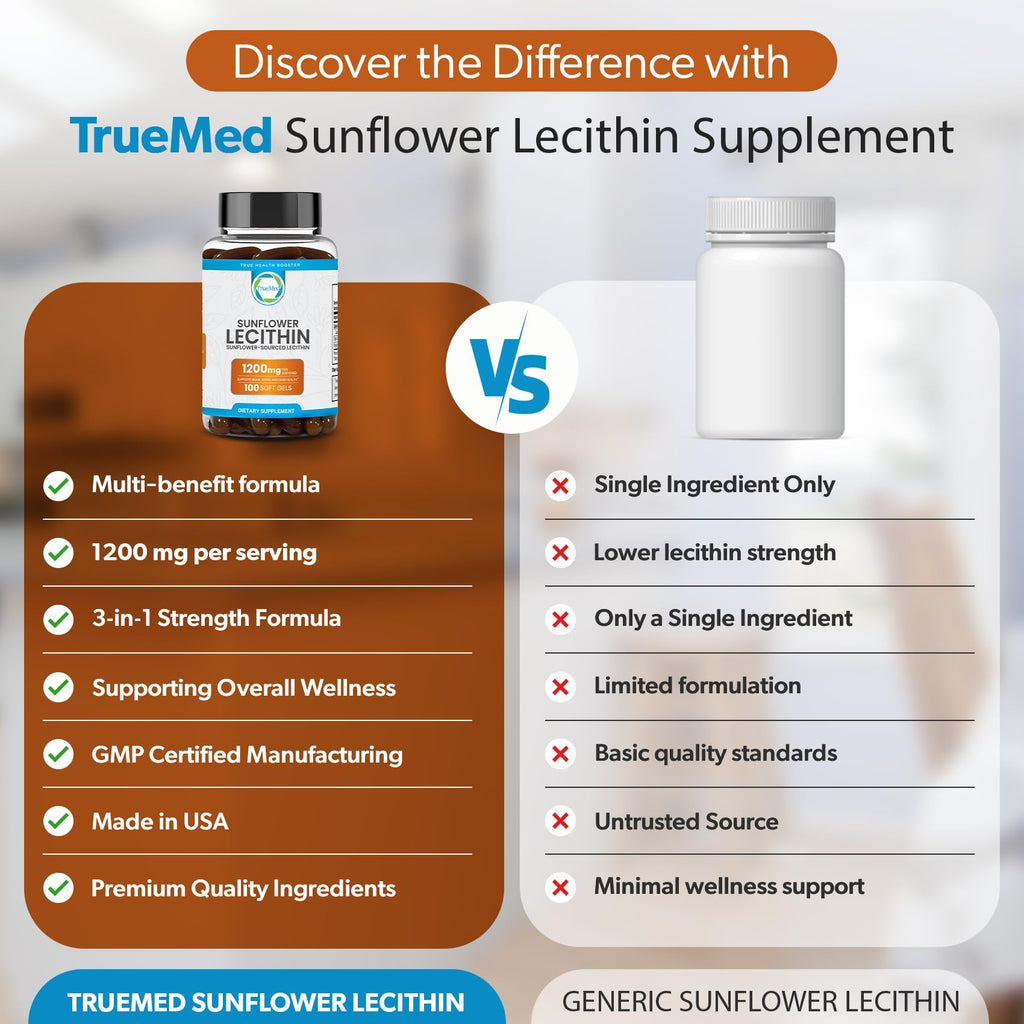 Organic Sunflower Lecithin 1200mg, Brain & Nervous System Support, 100CT
