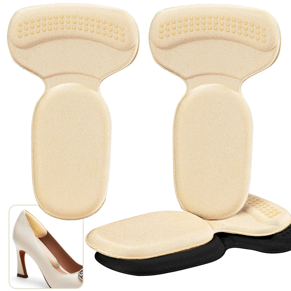 PHIXBEAR Heel Pads for Too Big & Loose Shoes, Heel Pain Relief, 4 Pairs