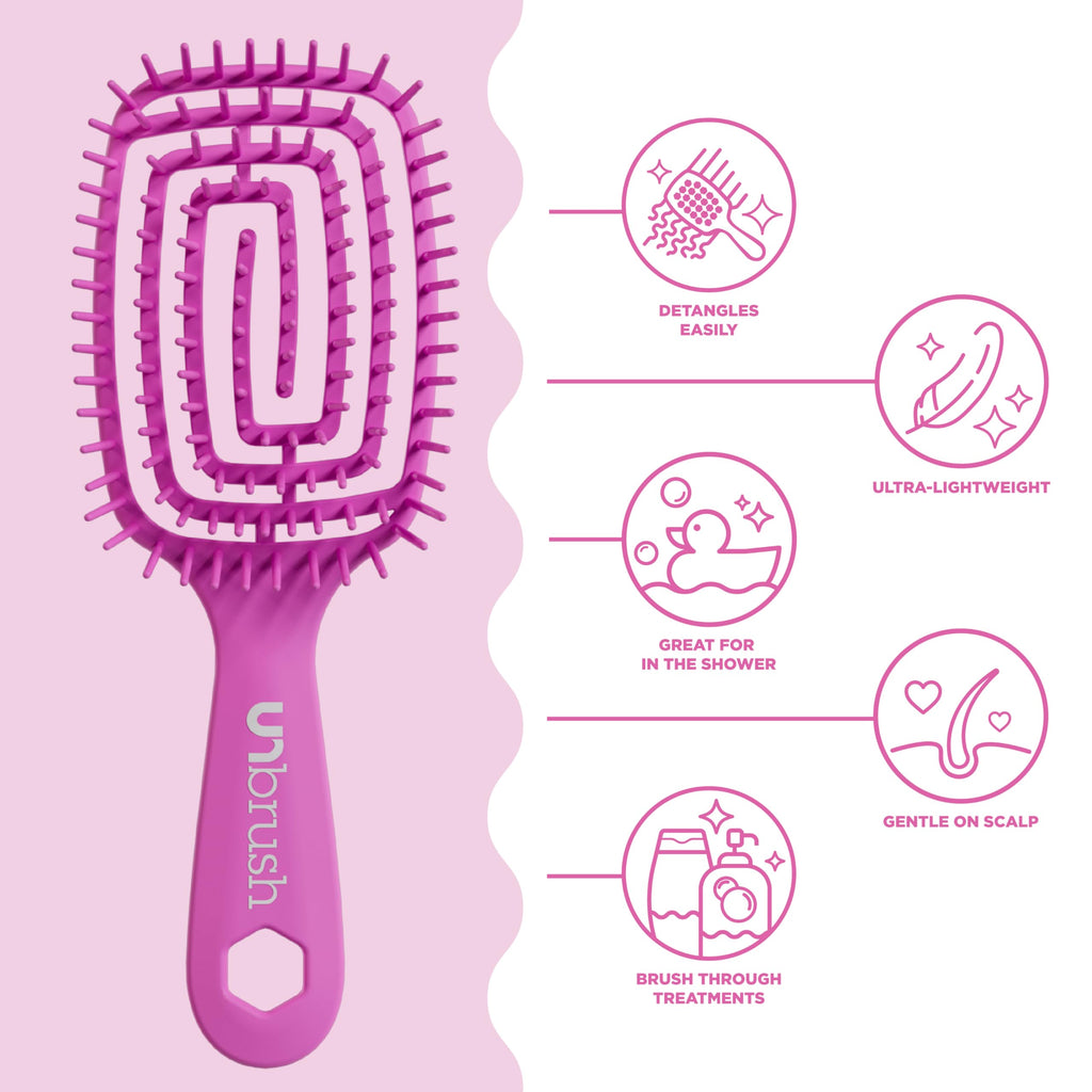 FHI Heat UNbrush Flex Detangling Brush - Ultra Flexible Hairbrush | DuoFlex Anti-Static Bristles for Removing Tangles, Massaging Scalp & Faster Styling - Pain-Free Hair Brush Detangler