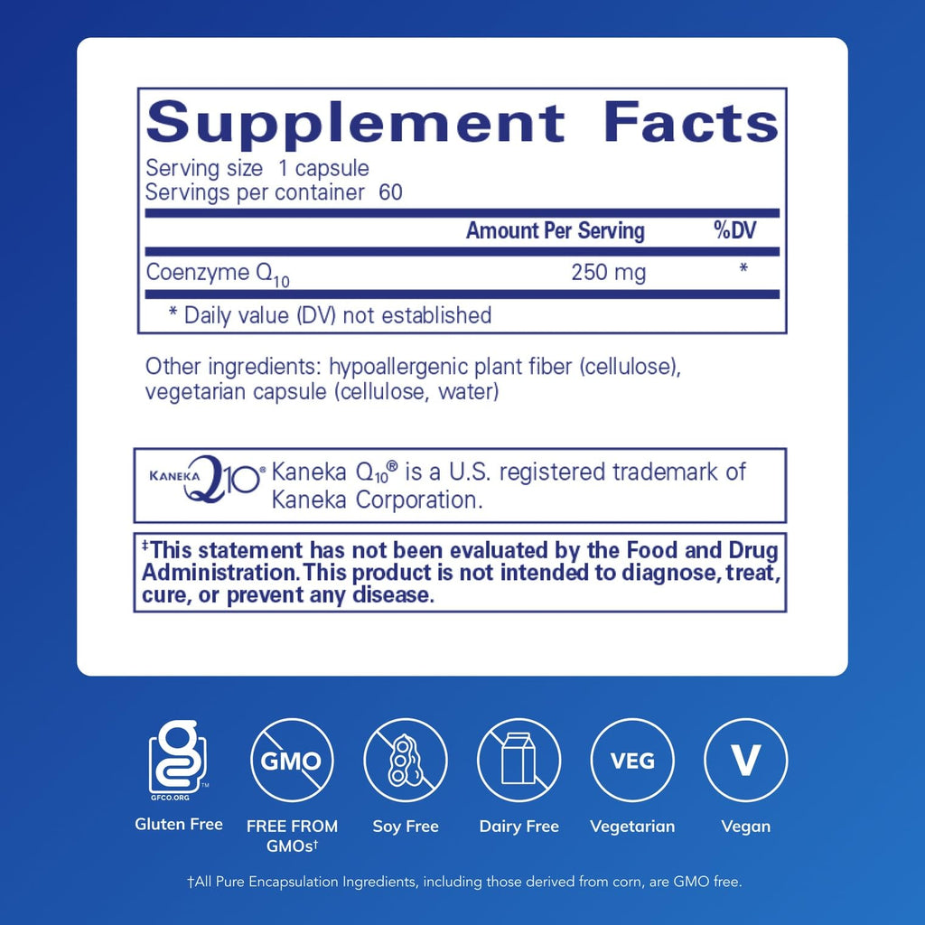 Pure Encapsulations CoQ10-250 mg CoQ10, 60 Capsules