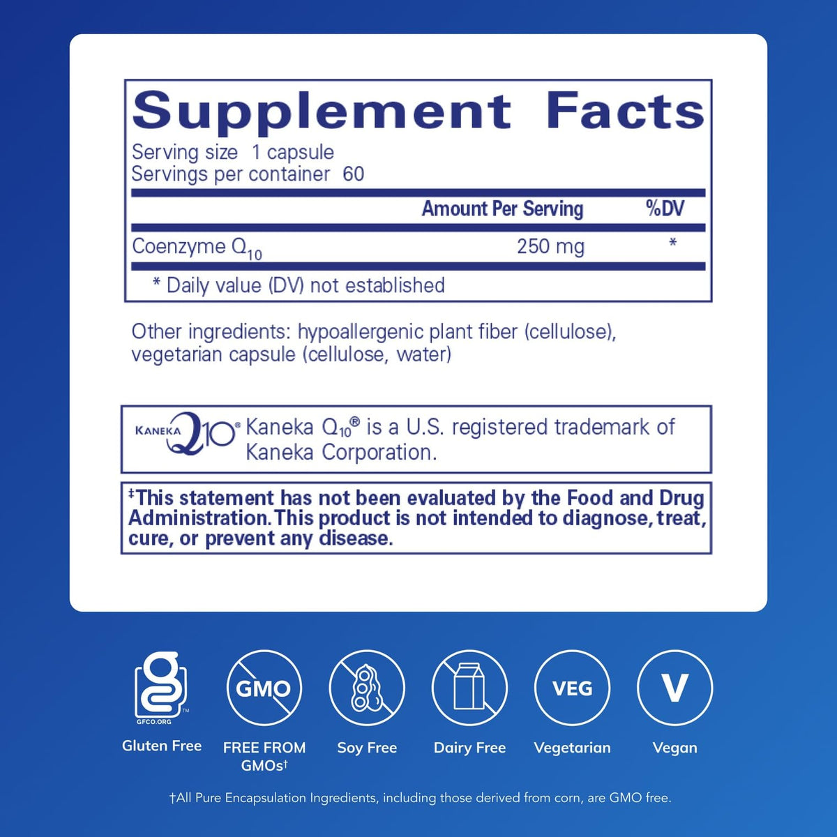Pure Encapsulations CoQ10-250 mg CoQ10, 60 Capsules