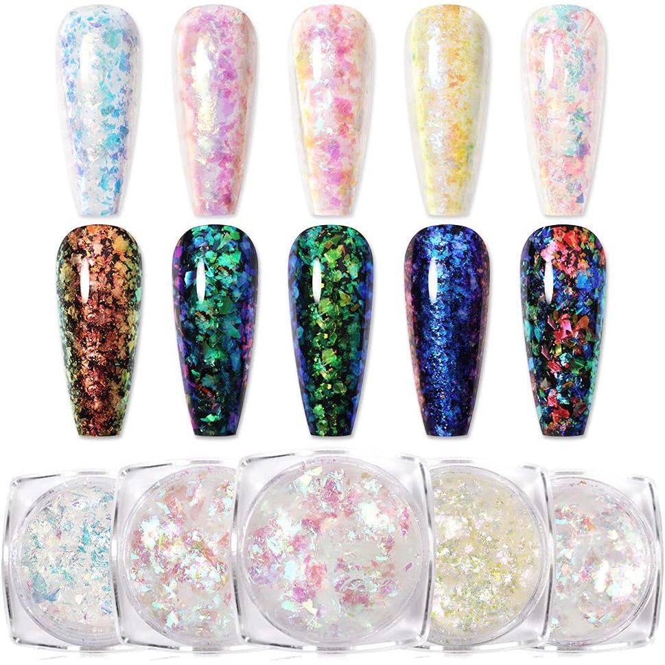 Buy now BORN PRETTY Chrome Powder Metallic Mirror Chameleon Nail Powder Auroras Mermaid Nail Powder Pigment for Nail Art Gel Polish Manicure Nail Art Decorations 9 Jars nail flakes at indiglob india