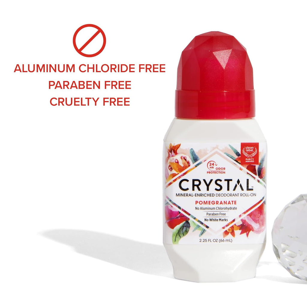 Buy now Crystal Mineral Deodorant Roll-On Body Deodorant With 24-Hour Odor Protection, Pomegranate, Non-Sticky Roll-On, Aluminium Chloride, 2.25 FL OZ - 3 pack at indiglob india