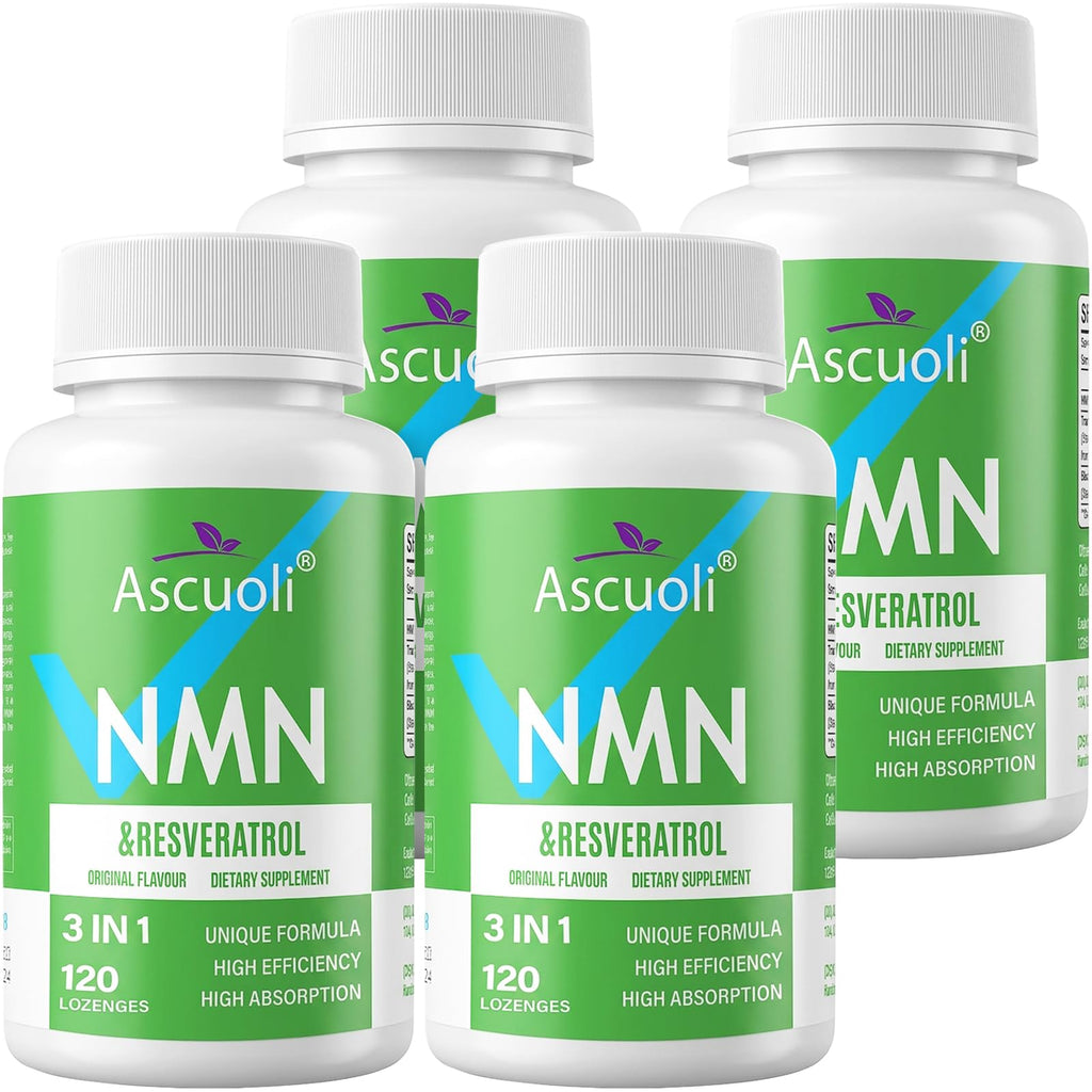Sublingual NMN Resveratrol Supplement 950mg, 120 Lozenges (120-Day Supply) | Sublingual NMN 500mg + Trans-Resveratrol 400mg, 3-in-1 Advanced Formula for NAD, Cell, Immune, Energy & Muscle, Anti-Aging