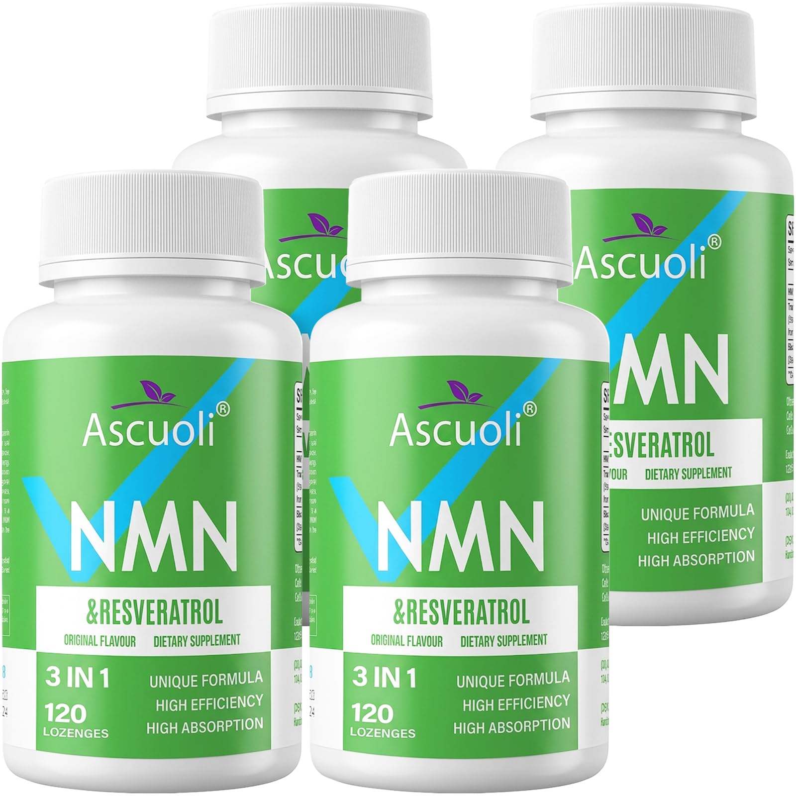 Sublingual NMN Resveratrol Supplement 950mg, 120 Lozenges (120-Day Supply) | Sublingual NMN 500mg + Trans-Resveratrol 400mg, 3-in-1 Advanced Formula for NAD, Cell, Immune, Energy & Muscle, Anti-Aging