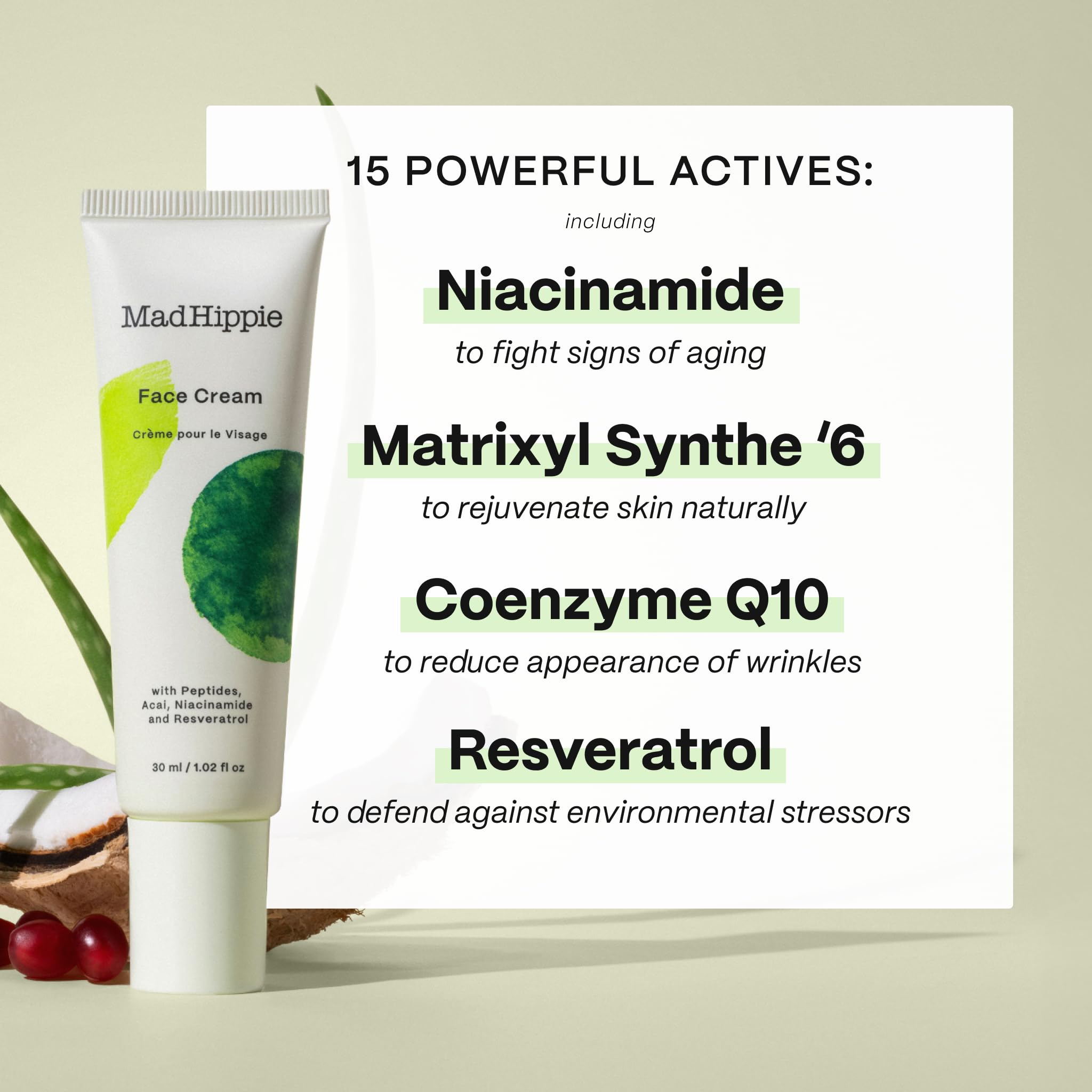 Buy now Mad Hippie Face Cream – Age-Defying Face Moisturizer & Skin Tightening Cream with Niacinamide, Advanced Peptides & Argan Oil 1.02 Oz at indiglob india