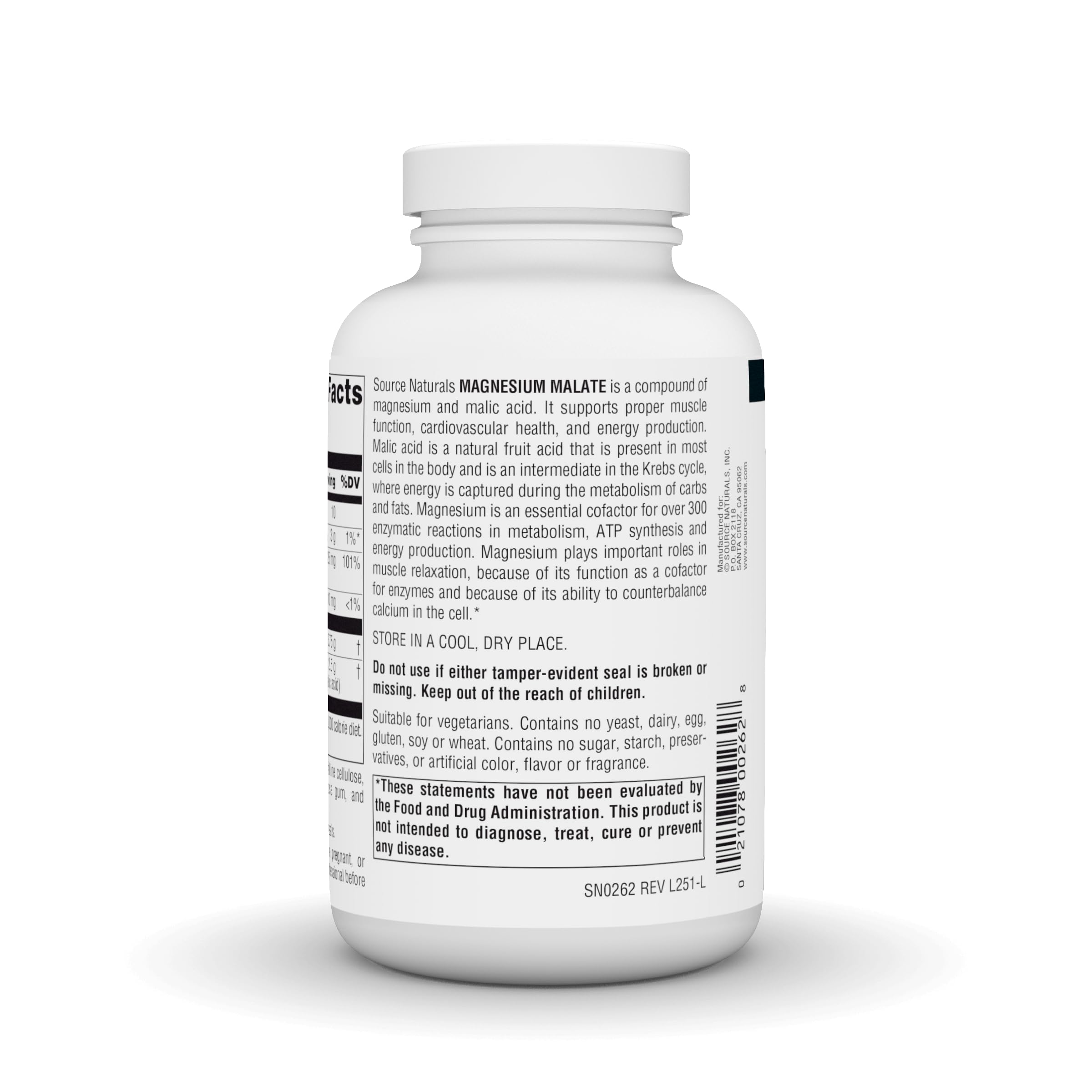 Source Naturals Magnesium Malate, 3,750 mg - 180 Vegetarian Tablets | Supports Muscles and Energy Production*