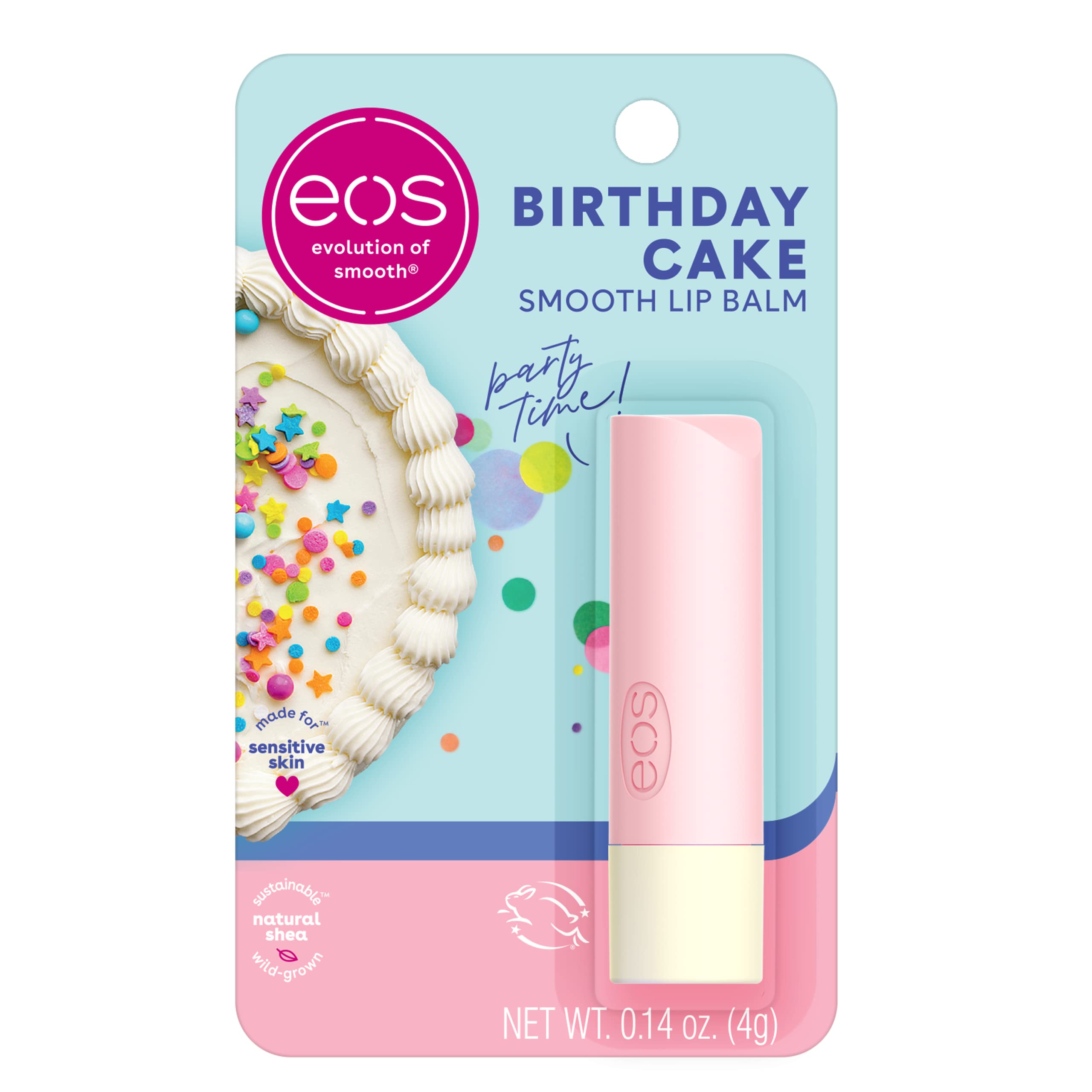 eos Natural Shea Lip Balm- Birthday Cake, All-Day Moisture, 0.14 oz