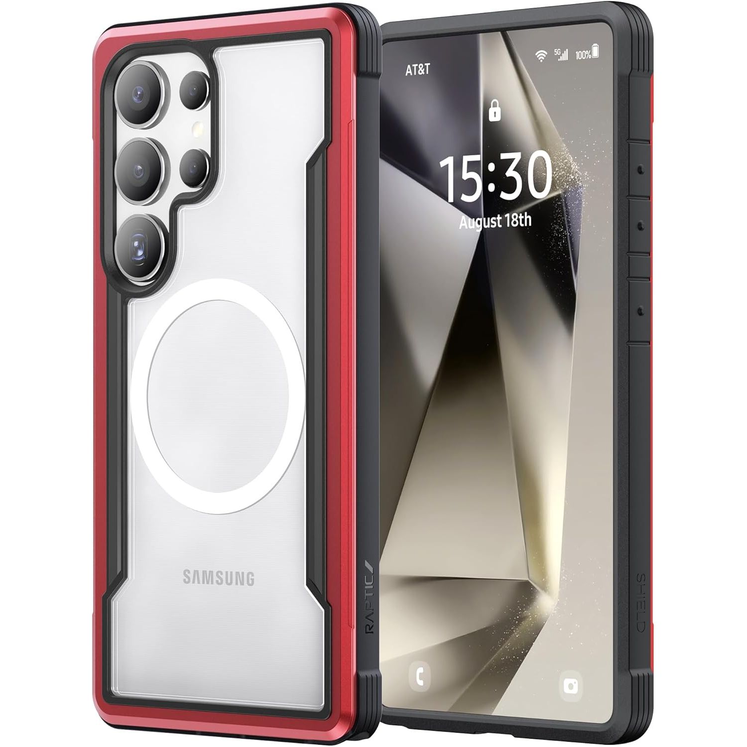 Buy now RAPTIC Shield Crystal Case for Samsung Galaxy S24 Ultra, [13FT Mil-Grade Drop Protection], [Not Yellowing Tech], Durable Anodized Shockproof Aluminum Frame Slim Samsung S24 Ultra Case, Iridescent S24 Ultra 6.8" Red at indiglob india
