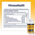 Macuhealth VitreousHealth Evidence-Based Eye Supplement - Ocular Nutrition | 90 capsules, with Zinc, Grape Seed Extract, with Citrus Aurantium Fruit Extract, L-lysine - Promotes Clearer Vision