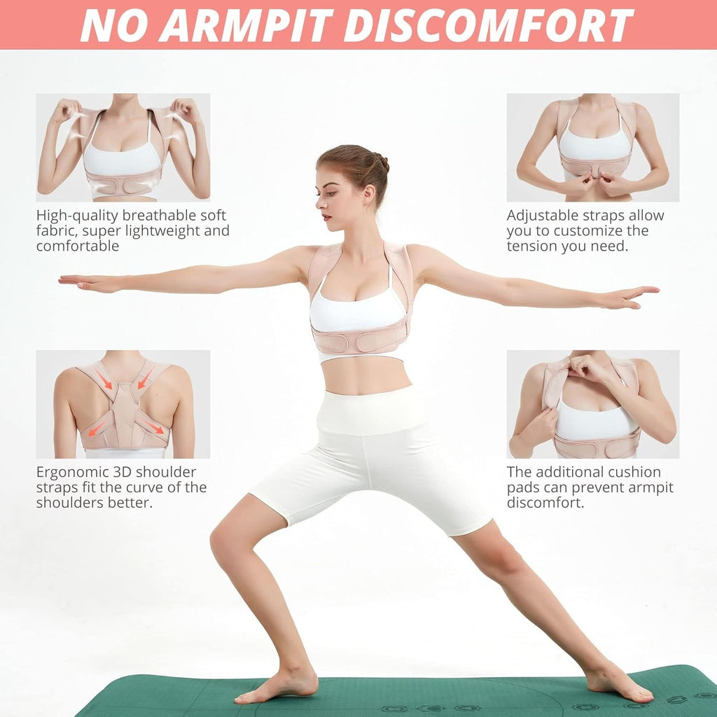 Buy now Posture Corrector for Women and Men, Adjustable Upper Back Brace for Posture Hunchback Support and Providing Pain Relief from Neck, Shoulder, and Upper Back (Small/Medium) at indiglob india