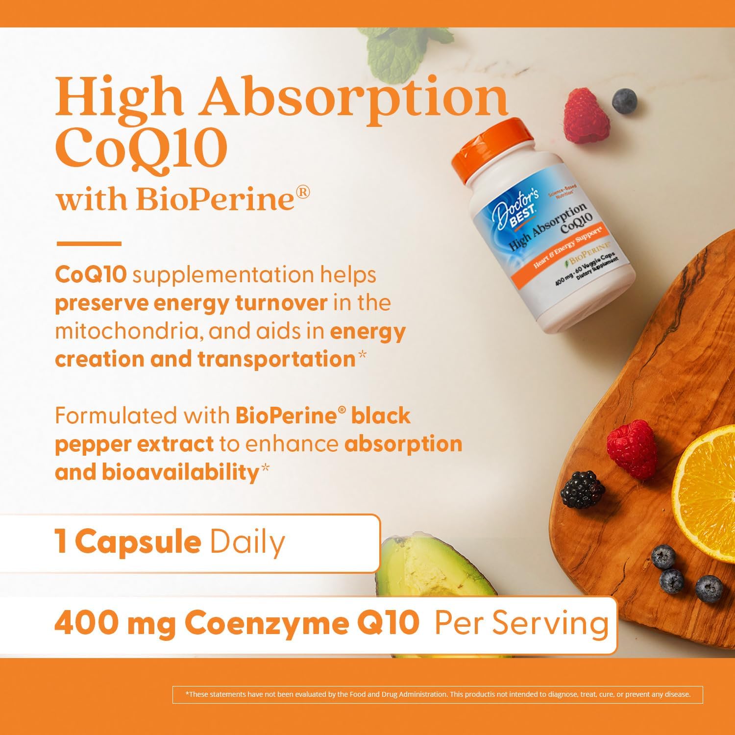 Buy now Doctor's Best High Absorption CoQ10, Heart & Energy Support, USP Verified, Naturally Fermented CoQ10, Non-GMO Gluten Free, Soy Free, Vegan 180 Veggie Caps at indiglob india