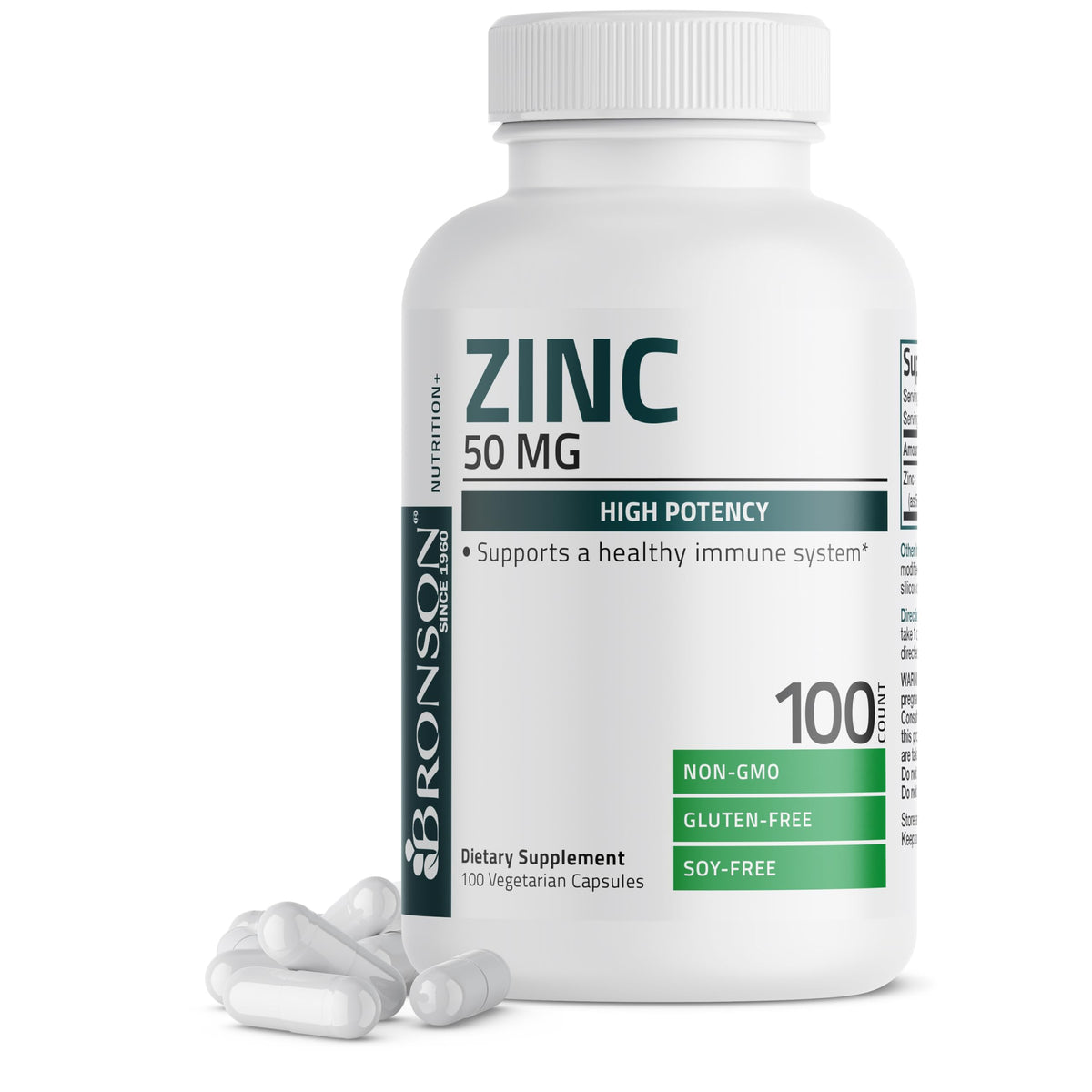 Bronson Zinc Complex 50 mg, Picolinate & Oxide, 100 Vegetarian Capsules