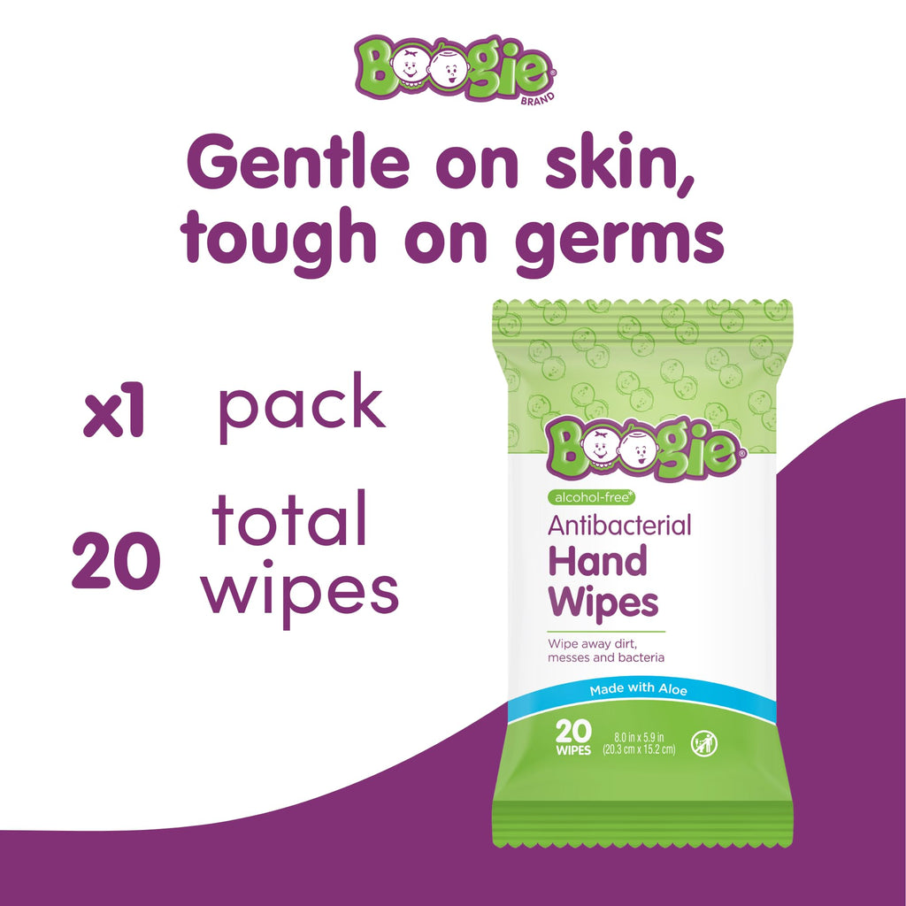 Boogie Antibacterial Hand Wipes - 20 Count