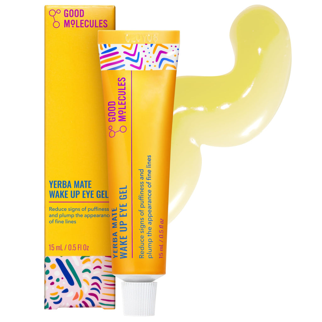 Good Molecules Yerba Mate Wake Up Eye Gel, Caffeine Under Eye Cream, 15 ml | Refreshes and hydrates tired under eyes with caffeine. Helps improve the look of puffiness, under eye bags, and fine lines.