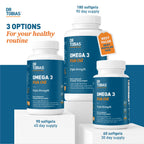 Dr. Tobias Omega 3 Fish Oil 2000mg Triple Strength | 180 Softgels | Heart, Brain & Joint Support | 2,000 mg Fish Oil | 800 mg EPA + 600 mg DHA | Delayed Release Omega 3 Supplement | 90 Servings