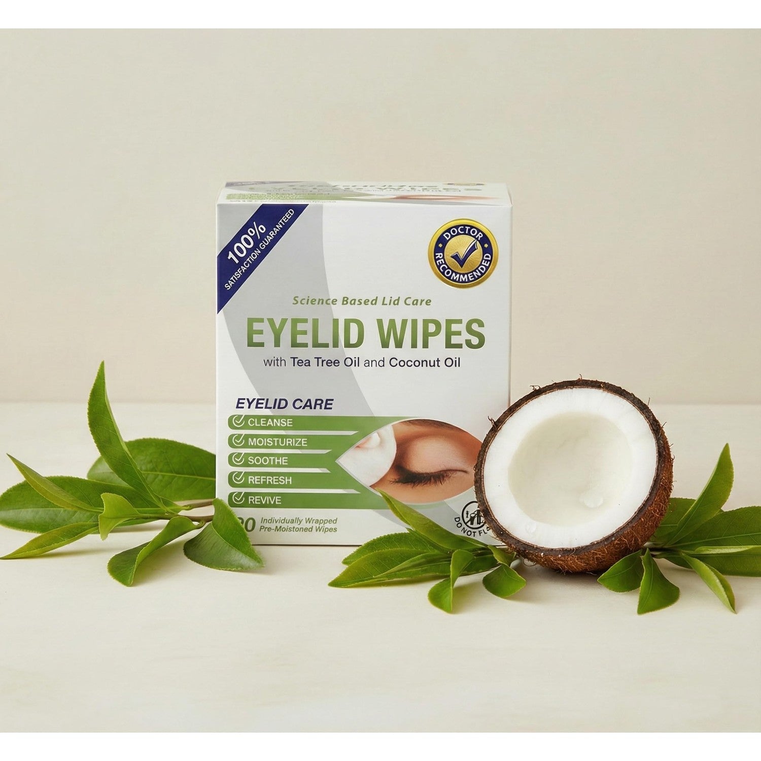 Buy now Lunovus Premium Eyelid Wipes With Tea Tree and Coconut Oil - Cleansing Wipes for People Itchy Eyes - Individually Wrapped - Box Of 30 Natural Eye Wipes at indiglob india
