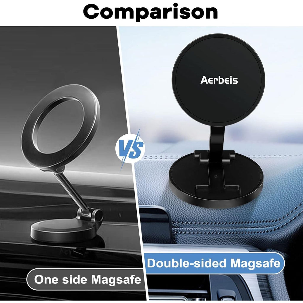 Buy now Magnetic Phone Holder for Car - Folding Car Phone Mount Adapter Dual Metal Magnetic Phone Holder Stand for Magsafe iPhone and All Android Smartphones at indiglob india