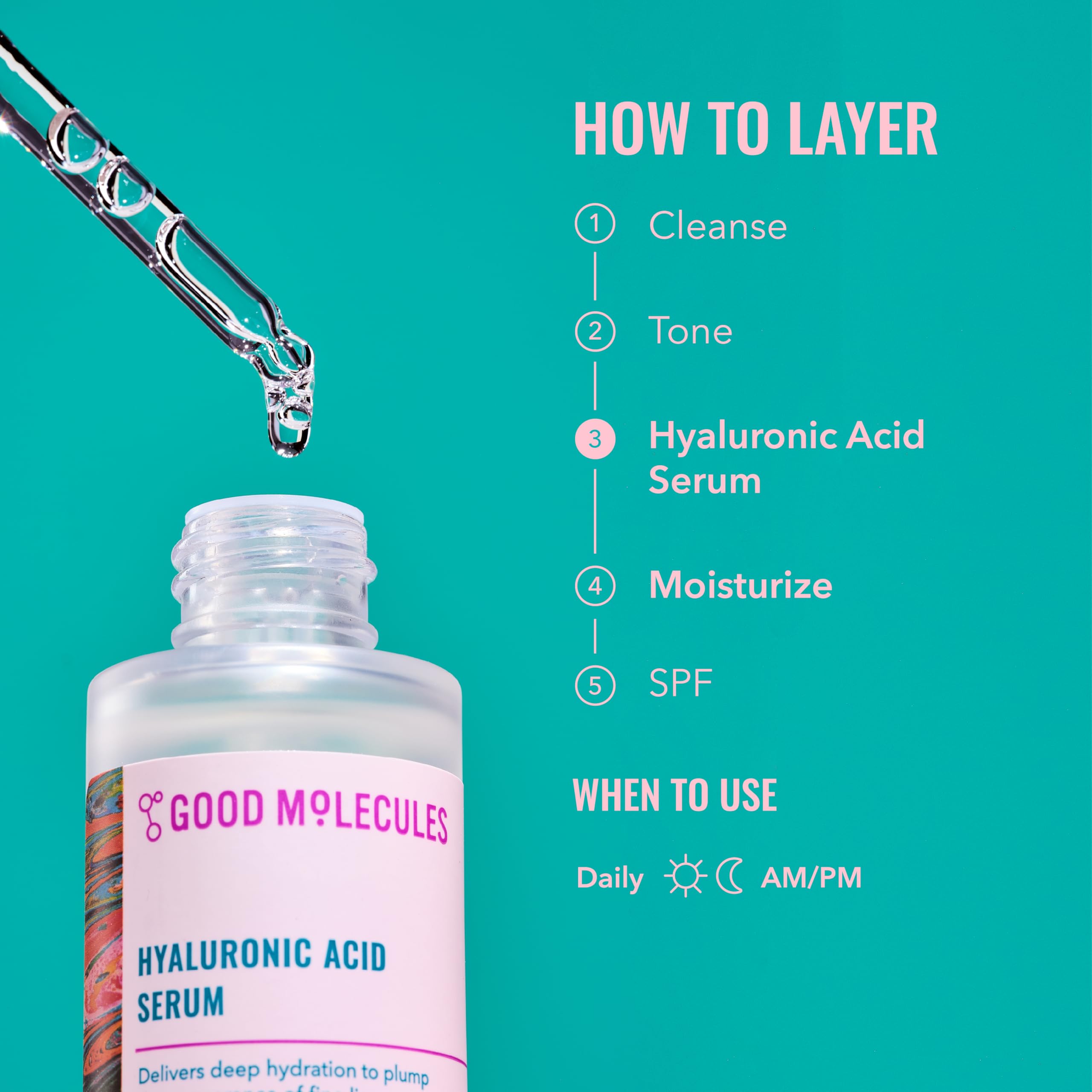Buy now Good Molecules Hyaluronic Acid Serum - 1% Hyaluronic Acid Non-greasy Ultra Hydrating Serum, Facial Moisturizer for Plumper Skin, Skin Care for Face at indiglob india