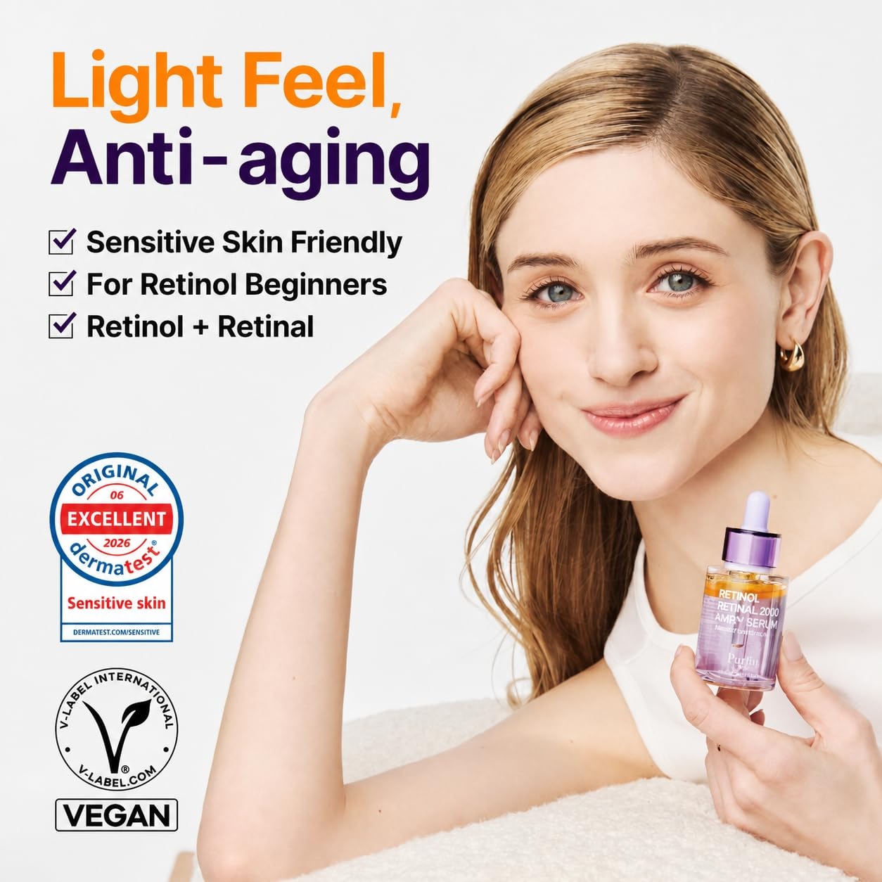 PURITO Retinol + Retinal Serum for Sensitive Skin, 1.01 fl.oz | Anti-Aging Facial Serum, Wrinkles & Fine Lines, Dual Retinoids with NAD+, Elasticity & Skin Texture, Korean Skincare