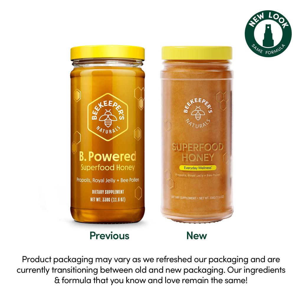 Beekeeper's Naturals Superfood Honey w/ Royal Jelly, Bee Pollen, 11.6 oz | Bee Pollen, Royal Jelly, Propolis, Natural Energy & Immune Support