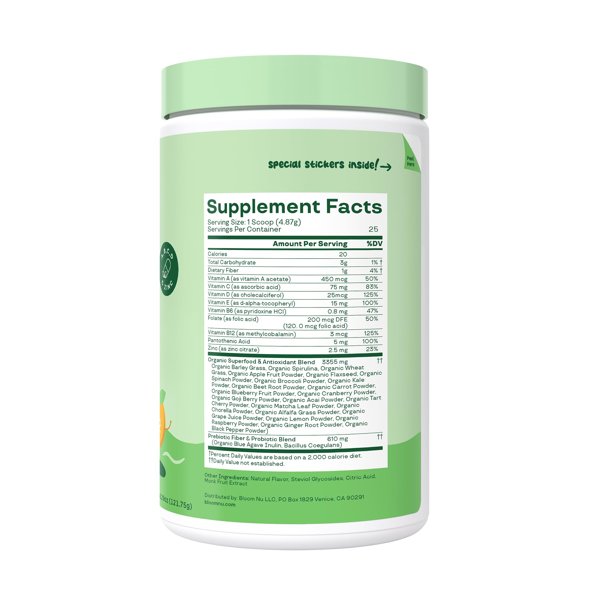 Buy now Bloom Nutrition Superfood Greens Powder for Kids, Digestive Enzymes, Probiotics, Prebiotics, Gut Health, Chlorella, Green Juice Mix w/Beet Root Powder (25 Servings (Pack of 1), Tropical Punch) at indiglob india