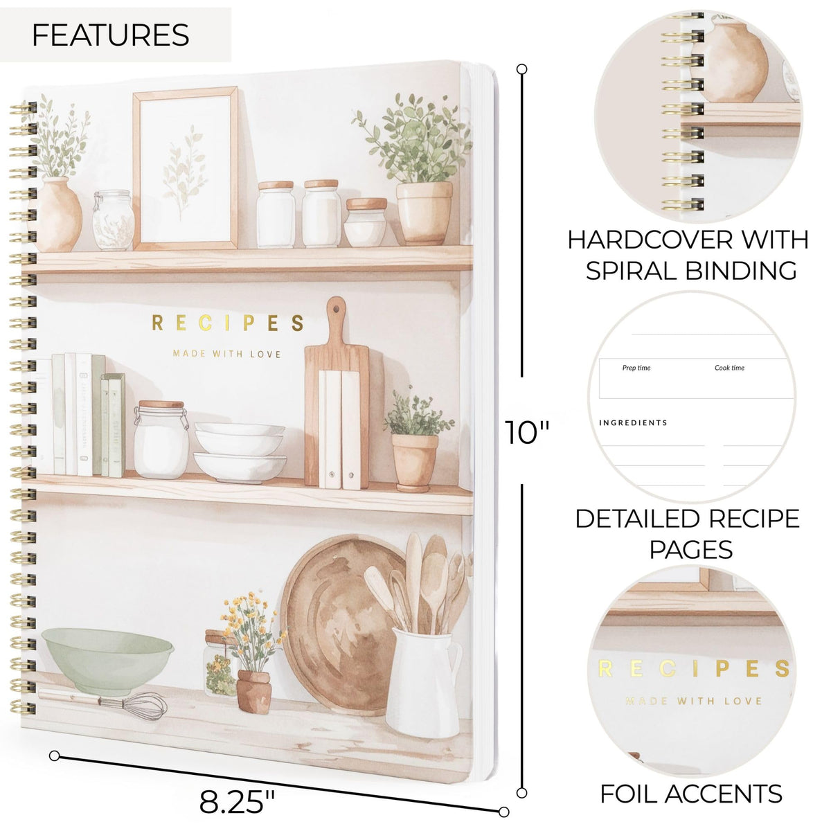 Aesthetic Recipe Book for 100+ Cherished Meals - Blank Cookbook to Write In